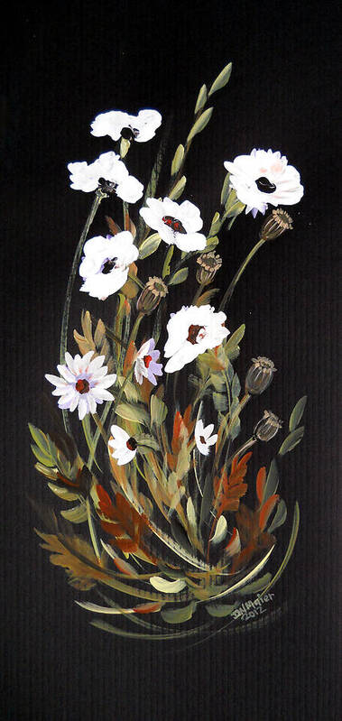 White Poster featuring the painting White Flowers by Dorothy Maier