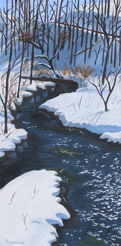 Penns Creek Poster featuring the painting Winter on Penns Creek by Barb Pennypacker