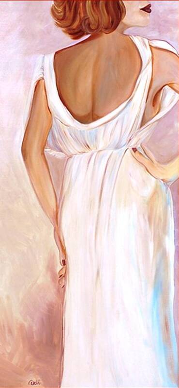Woman Poster featuring the painting Woman in White by Debi Starr