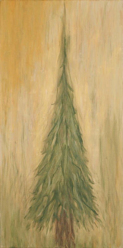 Trees Poster featuring the painting Young Cedar by A Morphus Seven