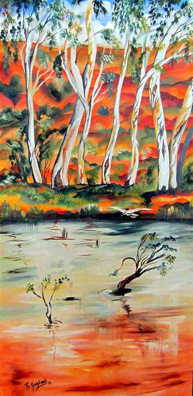 Australia Poster featuring the painting Aussiebillabong by Roberto Gagliardi