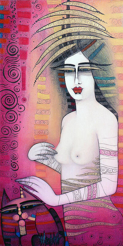 Lady Poster featuring the painting Dreaming by Albena Vatcheva