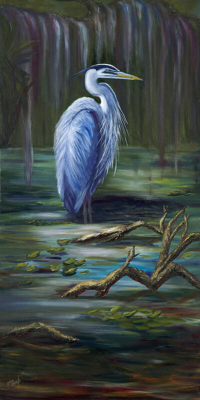 Blue Heron Poster featuring the painting Marsh Master #1 by Marlyn Boyd