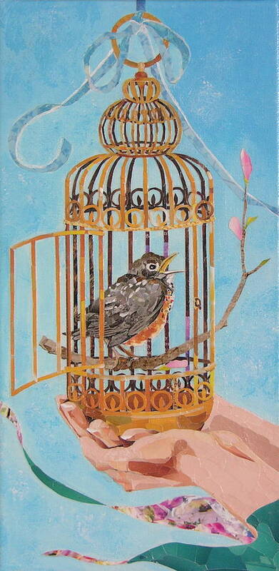 Robin Poster featuring the mixed media Robin Bird by Robin Birrell