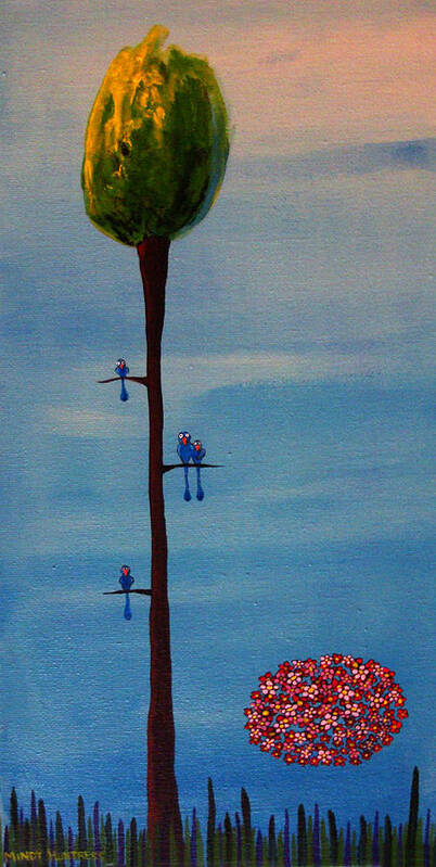 Birds Poster featuring the painting Blue Birds by Mindy Huntress