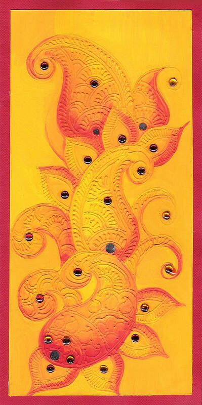 Traditional Indian Work Poster featuring the painting Mangoes on paper by Kanan Khant