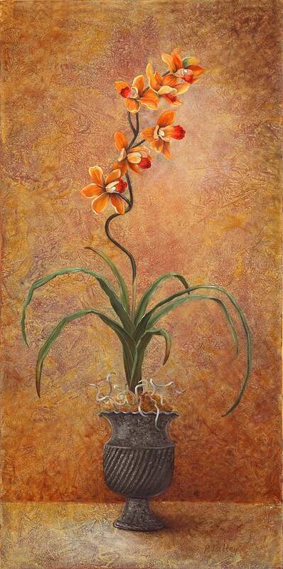 Orange Poster featuring the painting Orange Orchid by Pam Talley