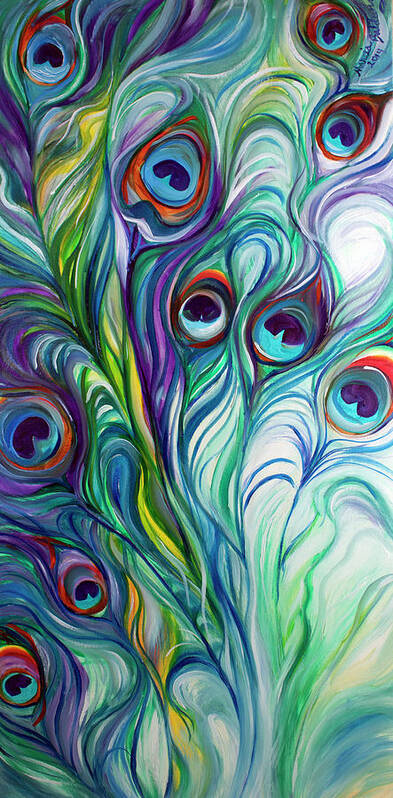 Peacock Poster featuring the painting Feathers Peacock Abstract #1 by Marcia Baldwin