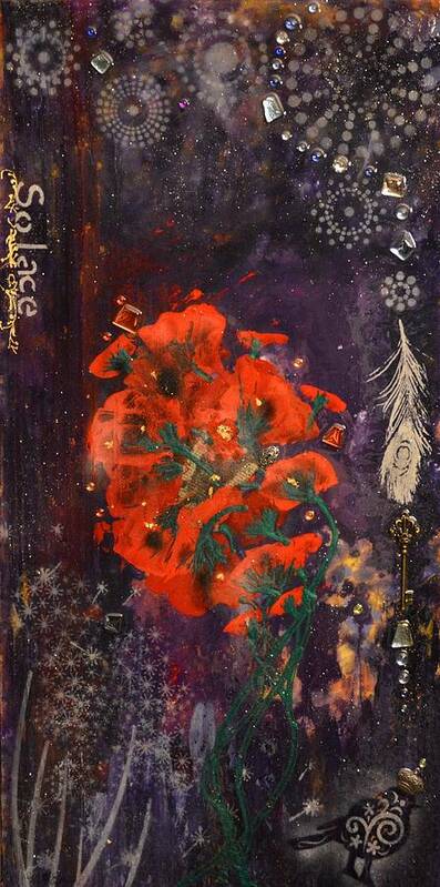 Poppies Poster featuring the mixed media Solace by MiMi Stirn