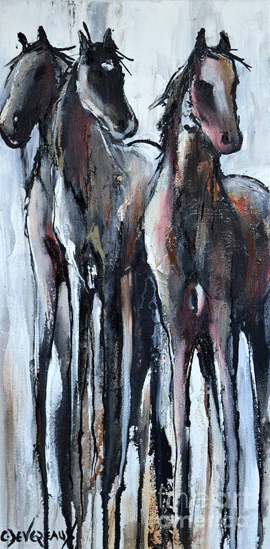 Horse Poster featuring the painting Three #2 by Cher Devereaux