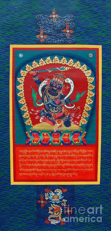 Thangka Poster featuring the painting Arya Achala - Immovable One by Sergey Noskov