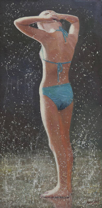 Summer Poster featuring the painting Green Bikini #5 by Masami Iida
