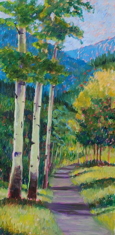 Aspen Tree Art Poster featuring the painting Aspen Trails by Billie Colson
