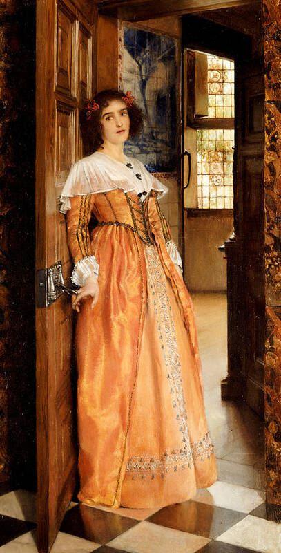 At The Doorway Poster featuring the painting At The Doorway by Laura Theresa Alma-Tadema