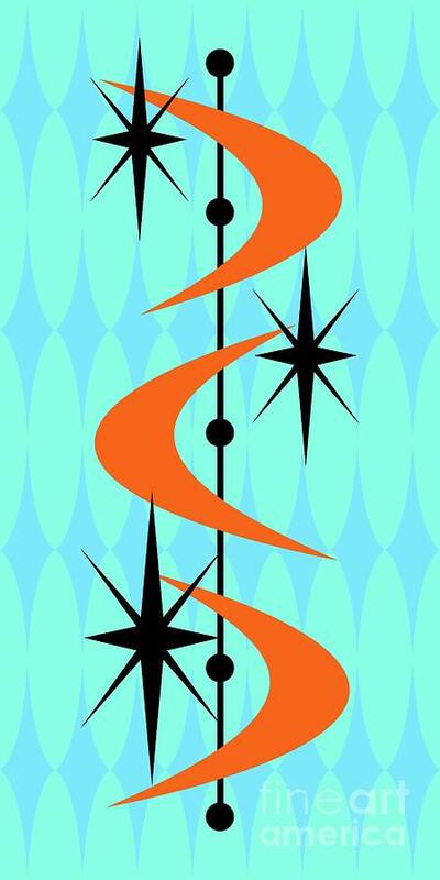  Poster featuring the digital art Atomic Boomerangs in Orange by Donna Mibus