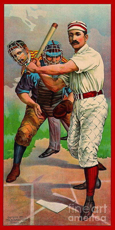 Batter-up 1895b Poster featuring the photograph Batter Up 1895 b by Padre Art