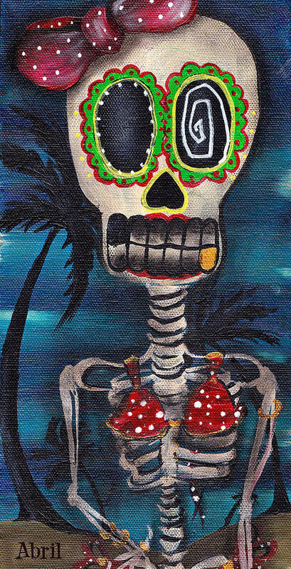 Day Of The Dead Poster featuring the painting Bikini by Abril Andrade
