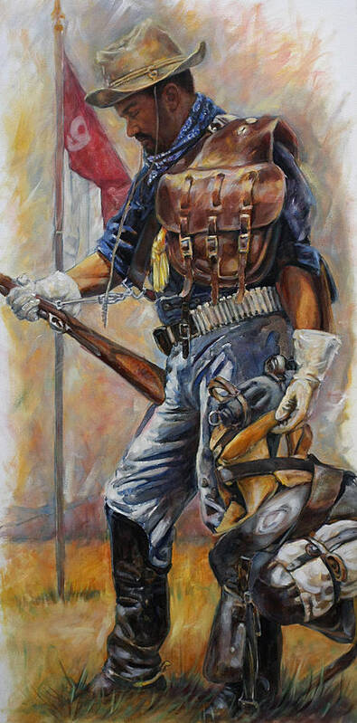 Buffalo Soldier Poster featuring the painting Buffalo Soldier Outfitted by Harvie Brown