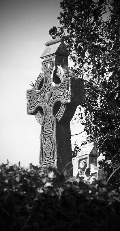 Celtic Poster featuring the photograph Celtic Cross at Fuerty Cemetery Roscommon Ireland by Teresa Mucha