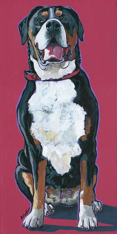 Greater Swiss Mountain Dog Poster featuring the painting Darby by Nadi Spencer
