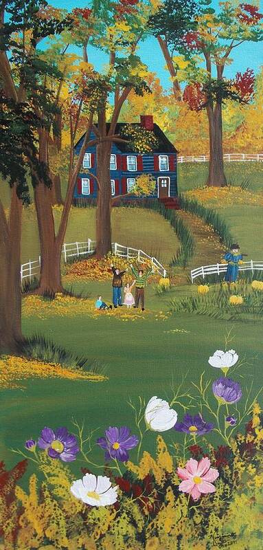 Folk Art Poster featuring the painting Fall Foliage by Virginia Coyle