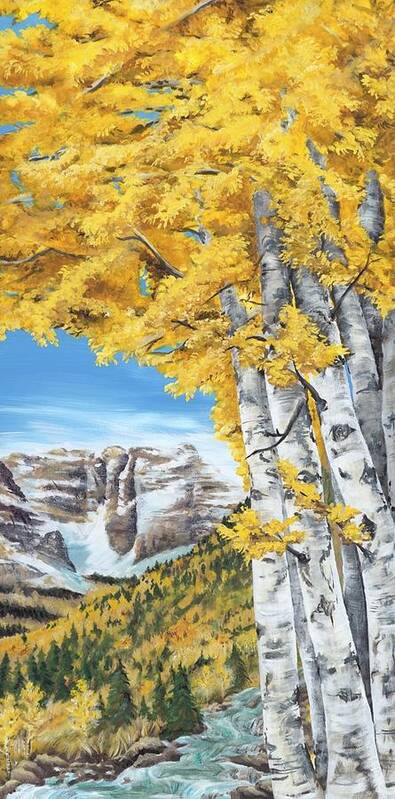Fall Poster featuring the painting Fall Maroon Bells Four Seasons by Leizel Grant