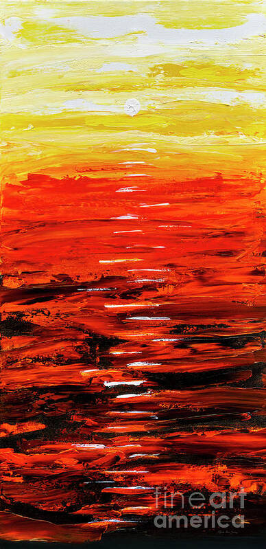 Abstract Poster featuring the painting Flaming Sunset Abstract 205173 by Mas Art Studio
