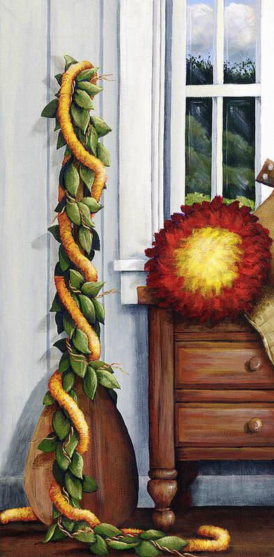 Acrylic Poster featuring the painting Hawaiian Still Life Panel by Sandra Blazel - Printscapes