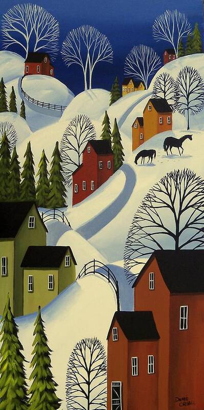 Winter Poster featuring the painting Hills Of Winter - snow landscape by Debbie Criswell