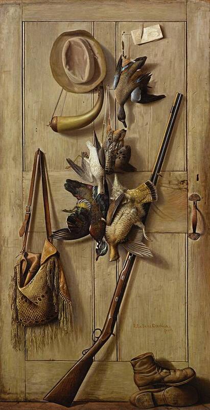 Richard La Barre Goodwin 1840 - 1910 Hunting Cabin Door Poster featuring the painting Hunting Cabin Door by Richard
