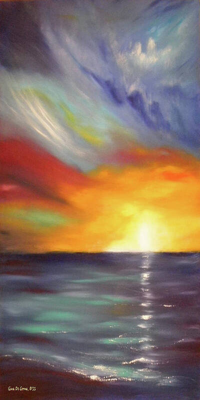 Sunset Poster featuring the painting In the Moment - Vertical Sunset by Gina De Gorna