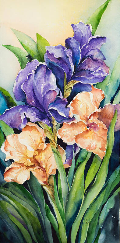 Iris Poster featuring the painting Irises by Lael Rutherford