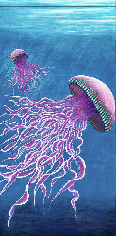 Jellies Poster featuring the painting Jellies 1 by Rebecca Parker