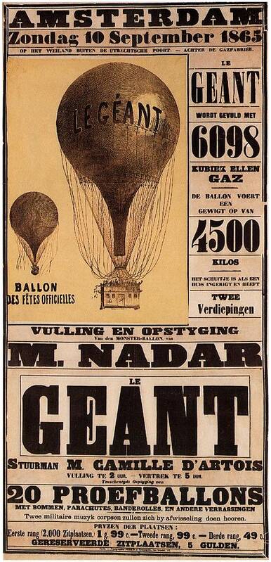 knoflook argument Referendum Le Geant - Air Balloon - Amsterdam - Vintage Advertising Poster Poster by  Studio Grafiikka - Fine Art America