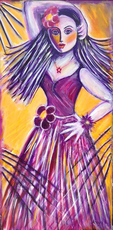 Lady And Dance Poster featuring the painting Let's Dance by Anya Heller