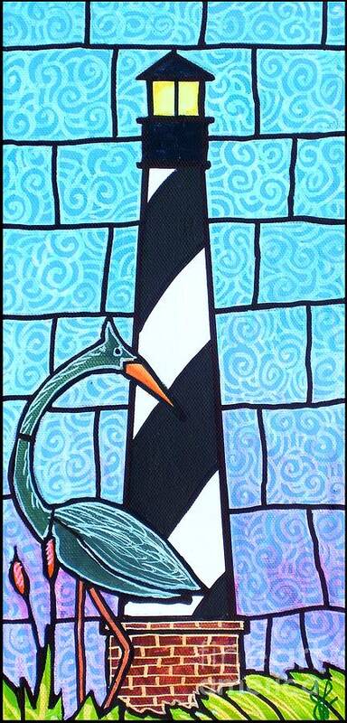 Summer Poster featuring the painting Lighthouse and Heron by Jim Harris