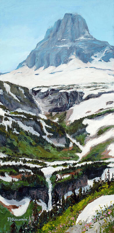 Rocky Mountains Poster featuring the painting Logan Pass by Mary Giacomini