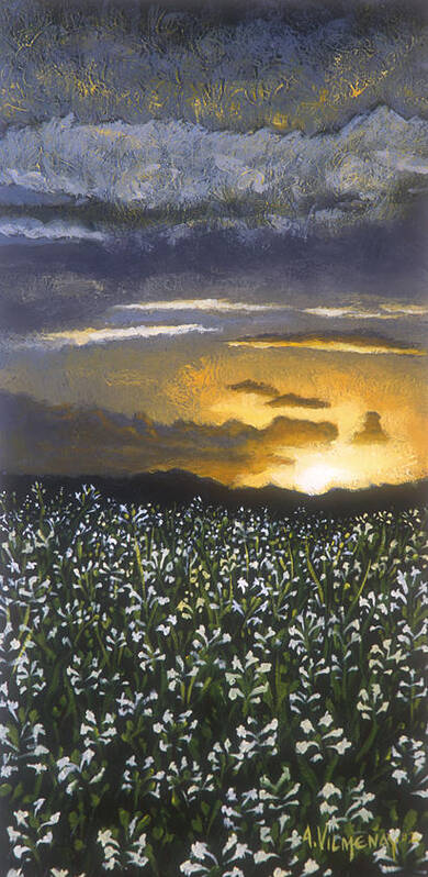 Acrylic Poster featuring the painting Madonna Lily Valley by Arturo Vilmenay