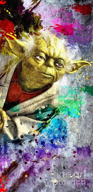 Master Yoda Poster featuring the mixed media Master Yoda by Daniel Janda