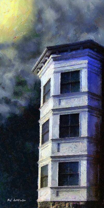 House Poster featuring the painting Ominous Night at Hexagon House by RC DeWinter