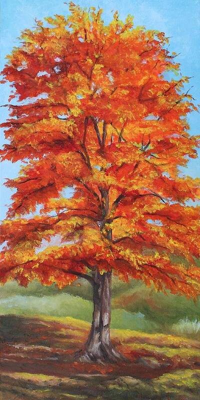 Orange Poster featuring the painting Fall in Rochester Park by Rebecca Hauschild