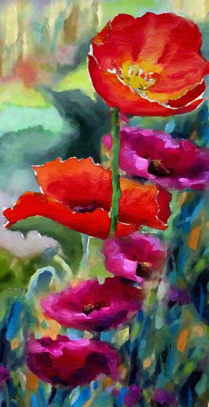 Rafael Salazar Poster featuring the painting Poppies in watercolor by Rafael Salazar