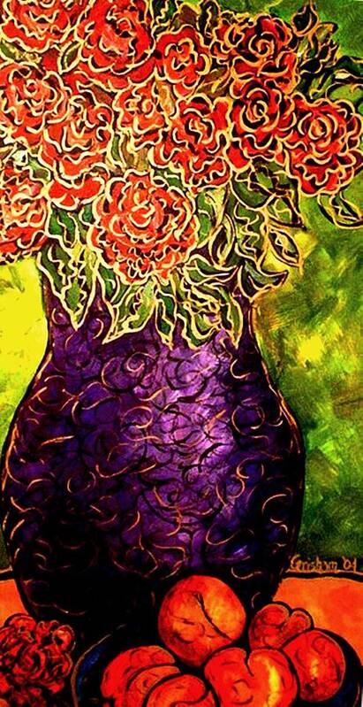 Flowers Poster featuring the painting Purple Vase by Laura Grisham