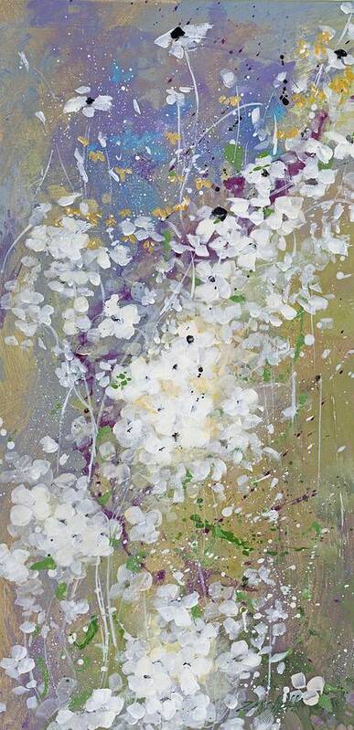 White Flowers Poster featuring the painting Shabby six by Laura Lee Zanghetti