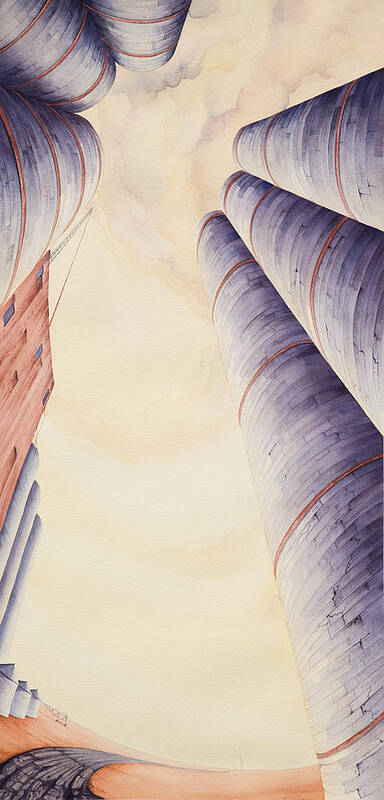 Great Plains Art Poster featuring the painting Silos IV by Scott Kirby