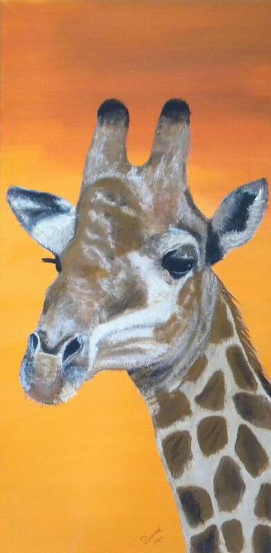Giraffe Poster featuring the painting Tall Sunset by Denise Hills