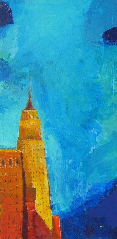 Abstract Cityscape Poster featuring the painting The Empire State by Habib Ayat