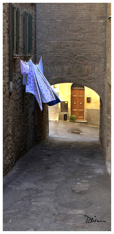Italian Back Alley Poster featuring the photograph Volterra Back Street by Peggy Dietz