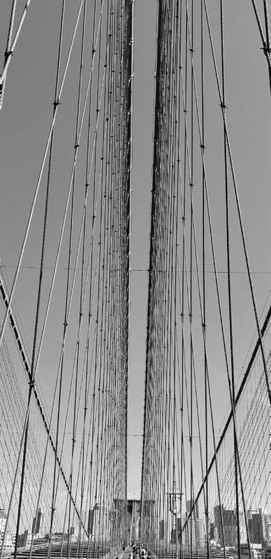 Brooklyn Bridge Poster featuring the photograph Brooklyn Bridge B W 77 by Rob Hans