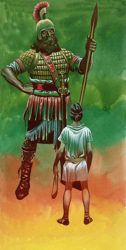 David Poster featuring the painting David And Goliath by Ron Embleton